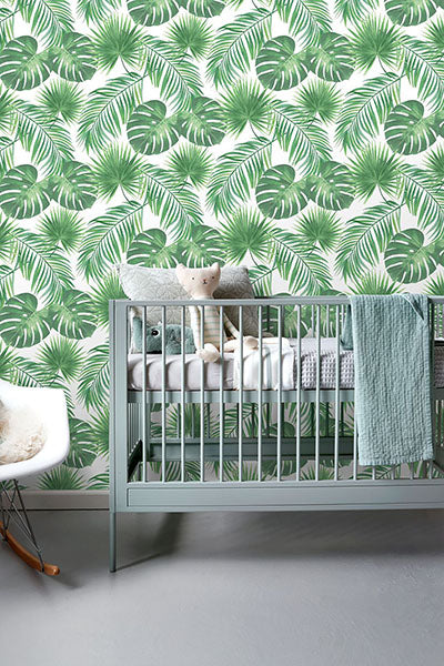 product image for Patti Light Green Leaves Wallpaper from Design Department by Brewster 65