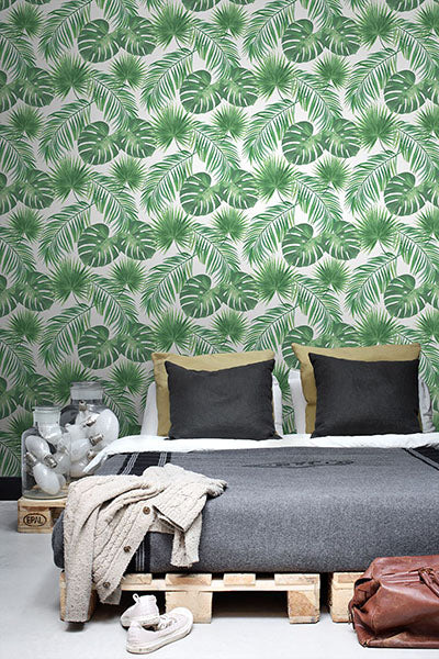 product image for Patti Light Green Leaves Wallpaper from Design Department by Brewster 73