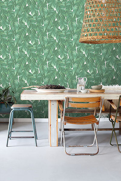 product image for Dumott Green Tropical Leaves Wallpaper from Design Department by Brewster 3