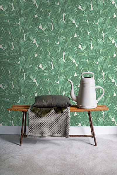 product image for Dumott Green Tropical Leaves Wallpaper from Design Department by Brewster 3