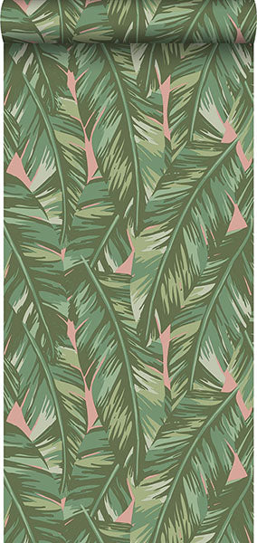 product image for Dumott Olive Tropical Leaves Wallpaper from Design Department by Brewster 5