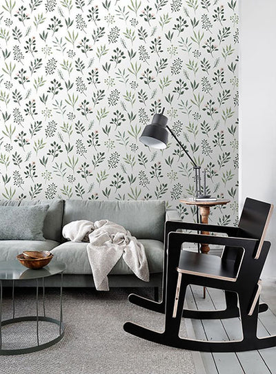 product image for Cynara White Scandinavian Floral Wallpaper from Design Department by Brewster 60