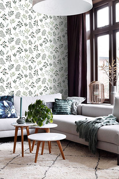 product image for Cynara White Scandinavian Floral Wallpaper from Design Department by Brewster 81