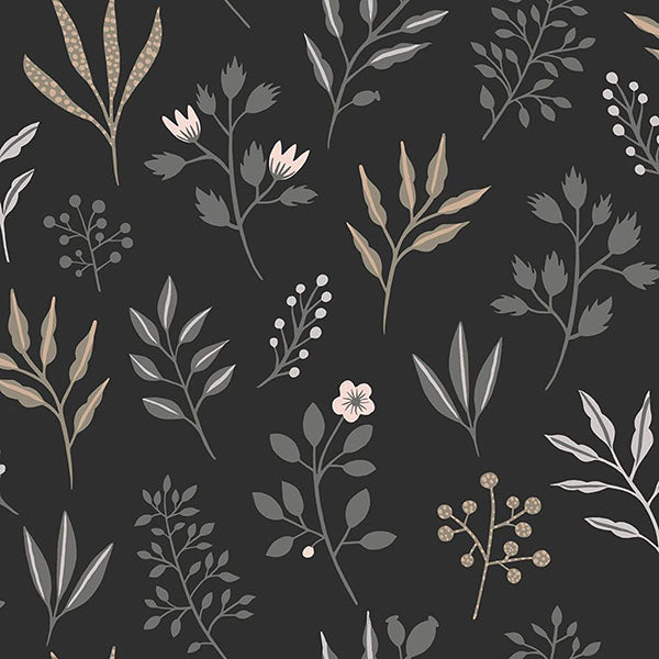 Shop Cynara Charcoal Scandinavian Floral Wallpaper from Design ...