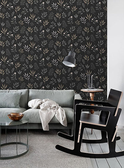 product image for Cynara Charcoal Scandinavian Floral Wallpaper from Design Department by Brewster 60