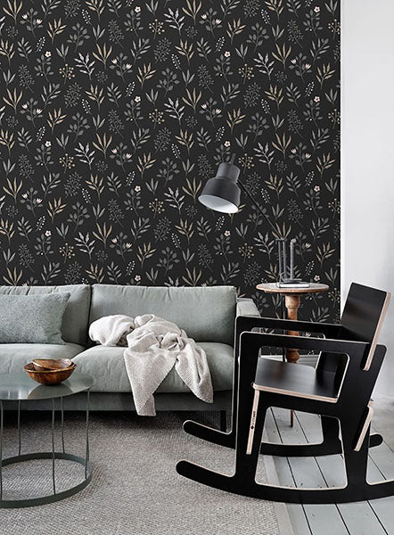 media image for Cynara Charcoal Scandinavian Floral Wallpaper from Design Department by Brewster 268