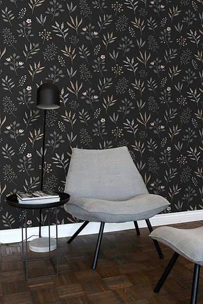 product image for Cynara Charcoal Scandinavian Floral Wallpaper from Design Department by Brewster 34