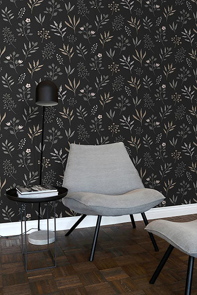 media image for Cynara Charcoal Scandinavian Floral Wallpaper from Design Department by Brewster 294