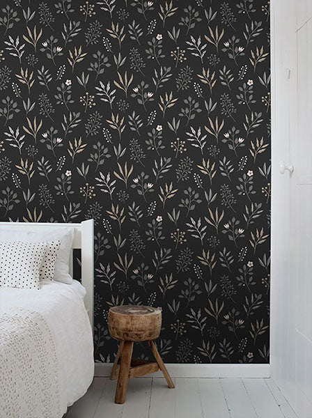 media image for Cynara Charcoal Scandinavian Floral Wallpaper from Design Department by Brewster 286