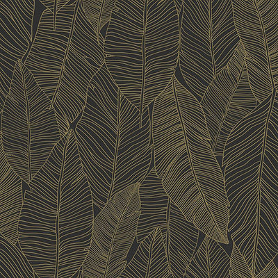 product image for Canales Black Gold Inked Leaves Wallpaper from Design Department by Brewster 8