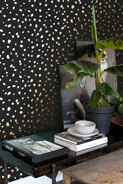 media image for Confetti Black Terrazzo Wallpaper from Design Department by Brewster 279