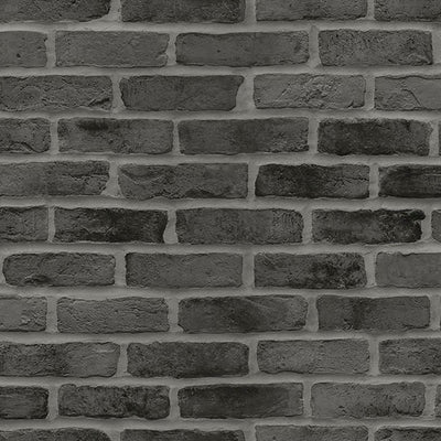 product image of Burnham Black Brick Wall Wallpaper from Design Department by Brewster 58
