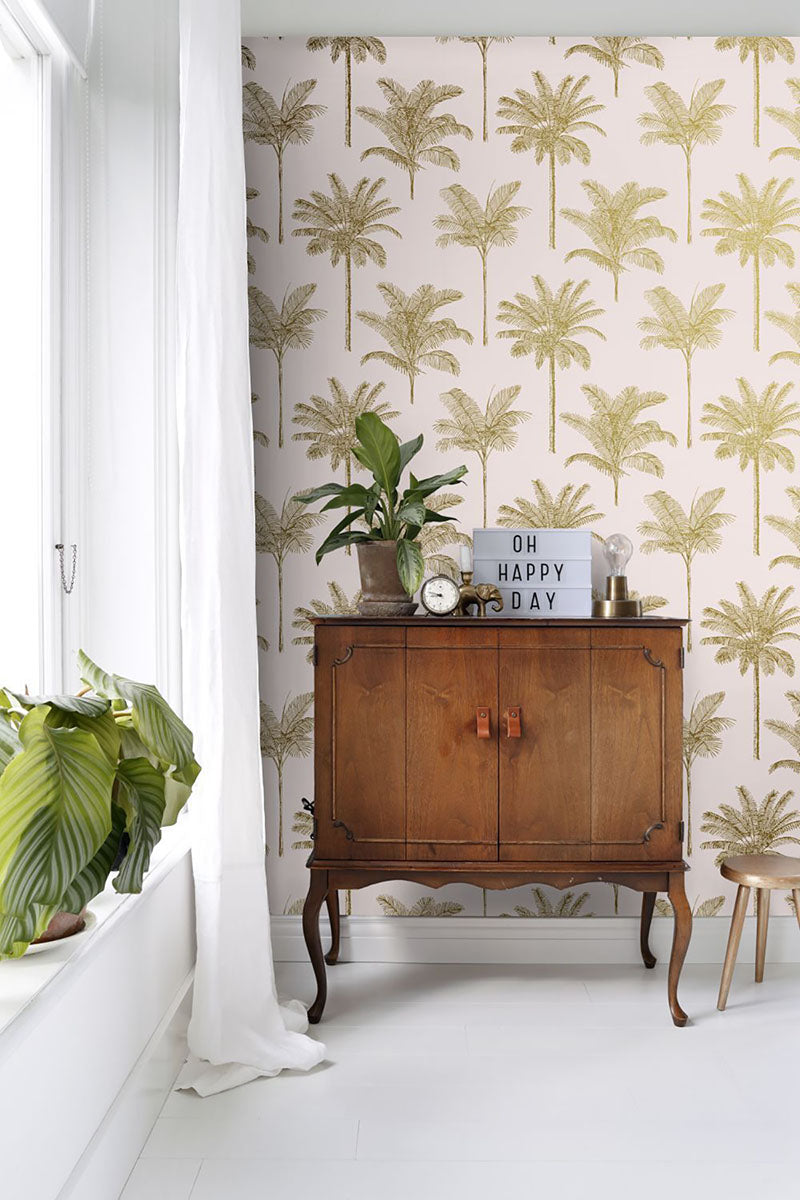 media image for Taj Blush Palm Trees Wallpaper from Design Department by Brewster 267