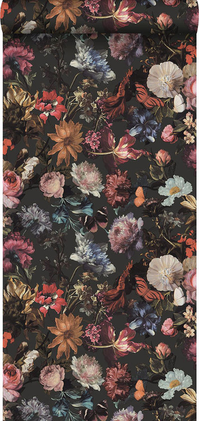 product image for Zarinda Dark Grey Flowers Wallpaper from Design Department by Brewster 52