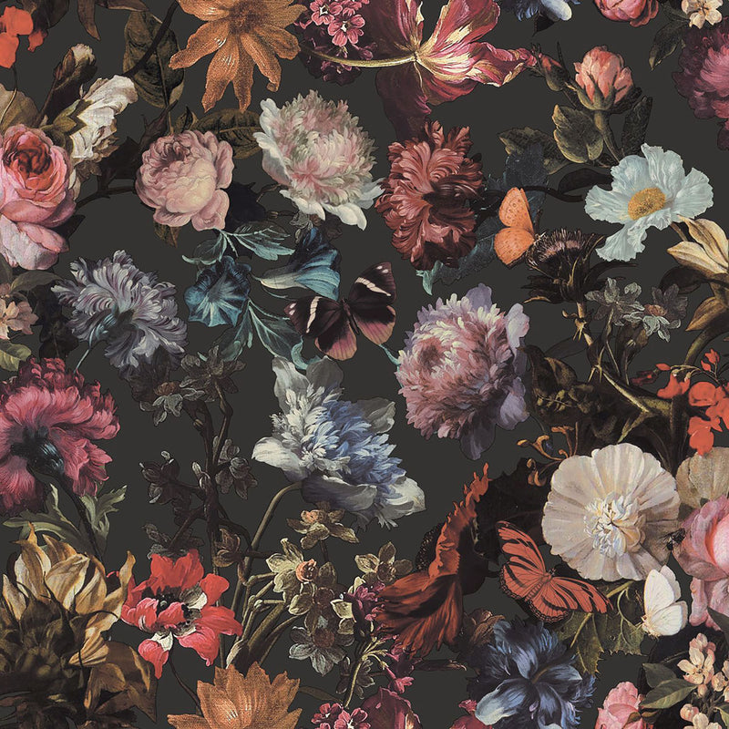 media image for Zarinda Dark Grey Flowers Wallpaper from Design Department by Brewster 263