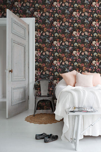 product image for Zarinda Dark Grey Flowers Wallpaper from Design Department by Brewster 20