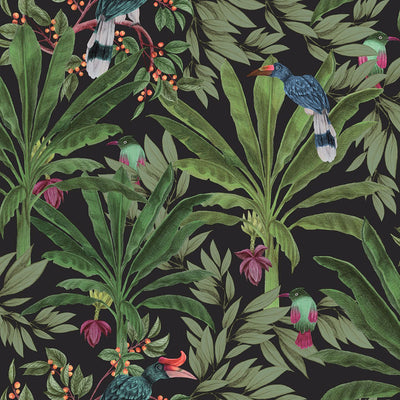 product image for Carola Black Jungle Tropics Wallpaper from Design Department by Brewster 39