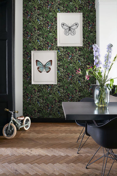 product image for Carola Black Jungle Tropics Wallpaper from Design Department by Brewster 32