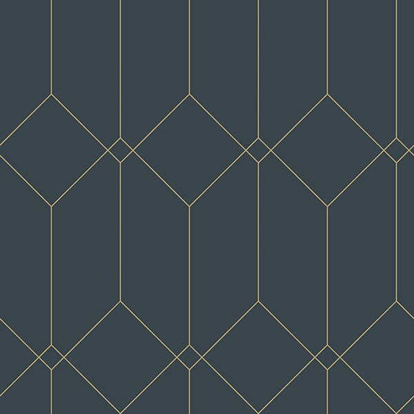 media image for Trilliant Dark Blue Art Deco Motif Wallpaper from Design Department by Brewster 262