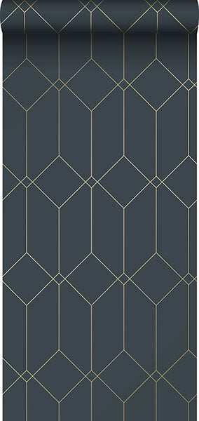 product image for Trilliant Dark Blue Art Deco Motif Wallpaper from Design Department by Brewster 92