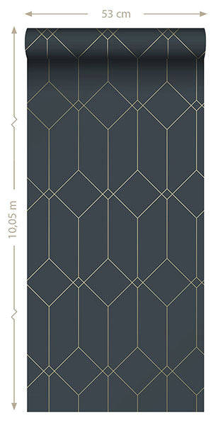 product image for Trilliant Dark Blue Art Deco Motif Wallpaper from Design Department by Brewster 80