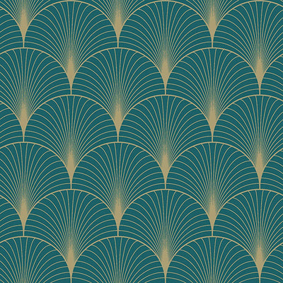 product image for Lempicka Teal Art Deco Motif Wallpaper from Design Department by Brewster 6