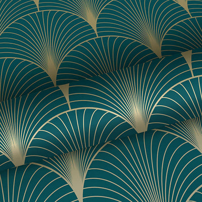 product image for Lempicka Teal Art Deco Motif Wallpaper from Design Department by Brewster 75