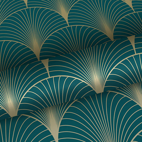 Shop Lempicka Teal Art Deco Motif Wallpaper from Design Department by ...