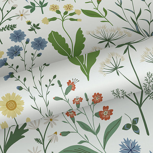 media image for Fiore Green Wildflowers Wallpaper from Design Department by Brewster4 251