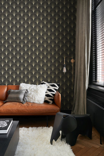 product image for Lempicka Black Art Deco Motif Wallpaper from Design Department by Brewster 19