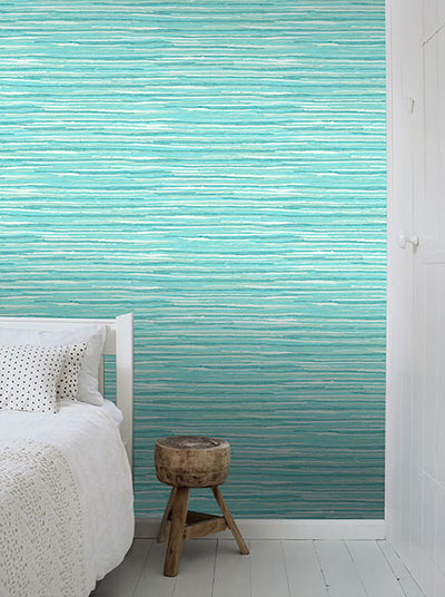 product image for Cabana Turquoise Faux Grasscloth Wallpaper from Design Department by Brewster 89