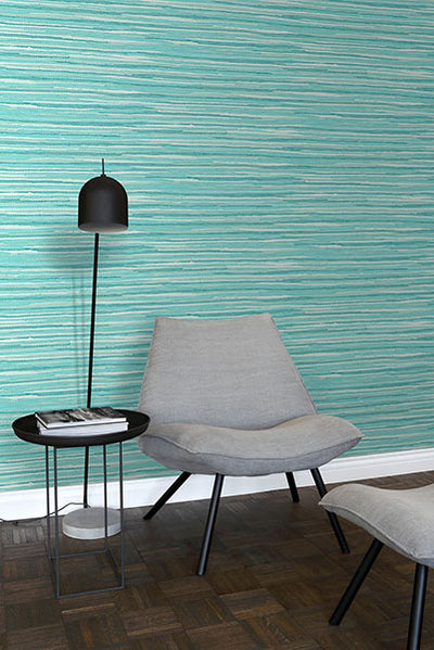 product image for Cabana Turquoise Faux Grasscloth Wallpaper from Design Department by Brewster 48