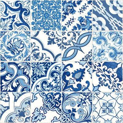 product image of Cohen Blue Tile Wallpaper from Design Department by Brewster 586