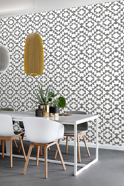 product image for Fantine Black Geometric Wallpaper from Design Department by Brewster 59