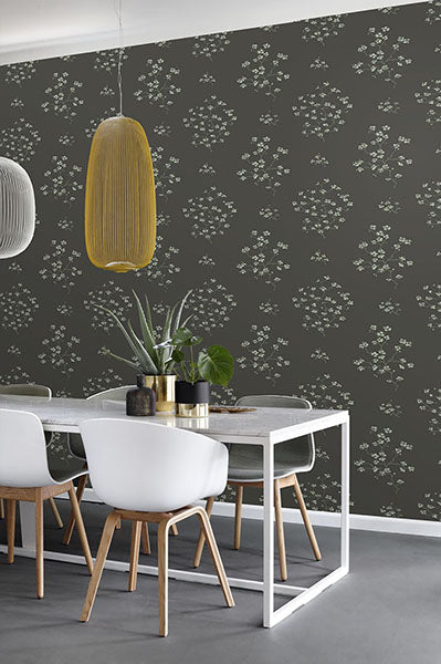 product image for Morrible Black Floral Wallpaper from Design Department by Brewster 86