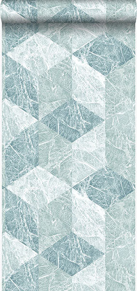 product image for Rizzo Light Blue Geometric Stone Wallpaper from Design Department by Brewster 13