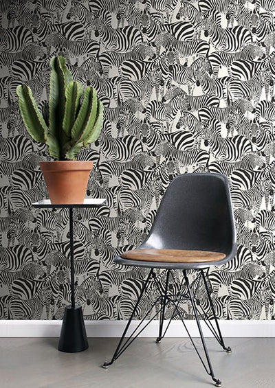 product image for Jemima Black Zebra Wallpaper from Design Department by Brewster 66