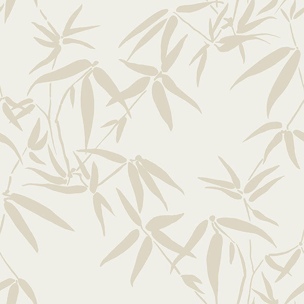 media image for Guadua Beige Bamboo Leaves Wallpaper from Design Department by Brewster 24