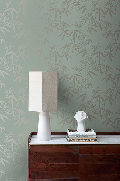 product image for Guadua Green Bamboo Leaves Wallpaper from Design Department by Brewster 66