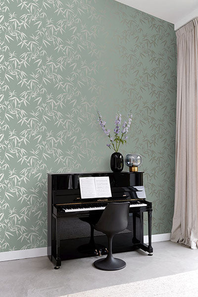 product image for Guadua Green Bamboo Leaves Wallpaper from Design Department by Brewster 34