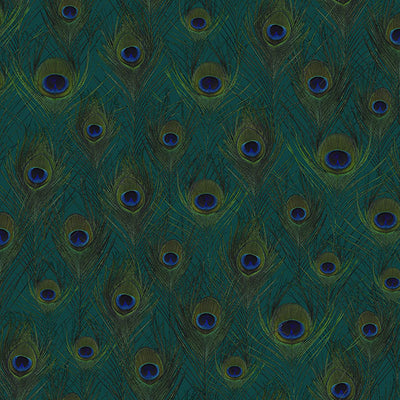 product image of Plumage Sapphire Peacock Feathers Wallpaper from Design Department by Brewster 526