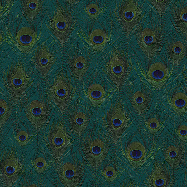 media image for Plumage Sapphire Peacock Feathers Wallpaper from Design Department by Brewster 237