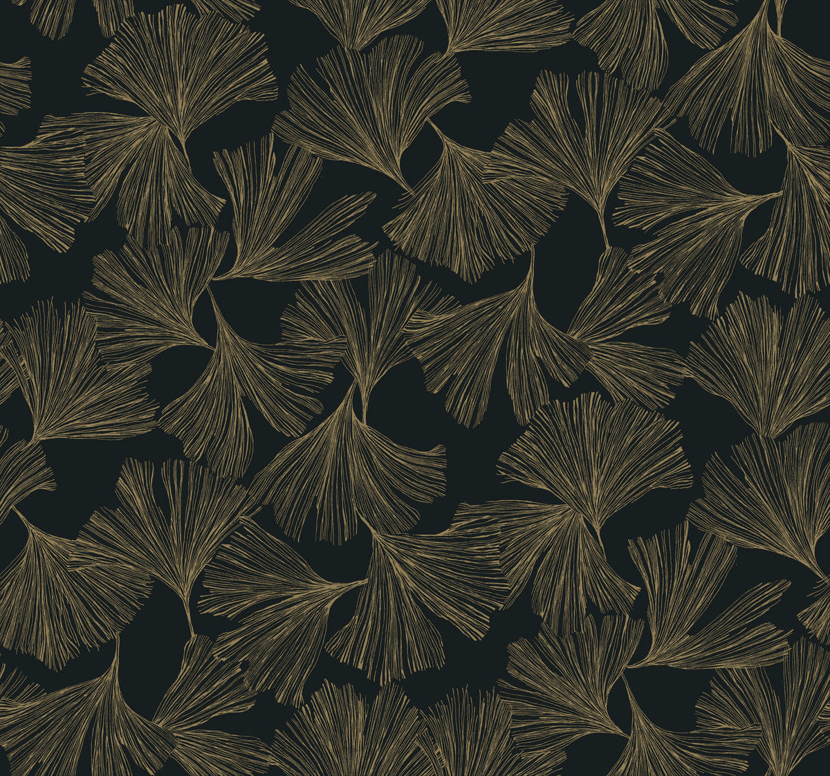 Shop Ginkgo Toss Wallpaper in Black | Burke Decor