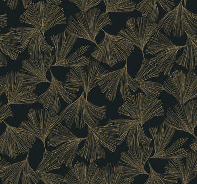 product image for Ginkgo Toss Wallpaper in Black from the Dazzling Dimensions Vol. 2 Collection by Antonina Vella 22