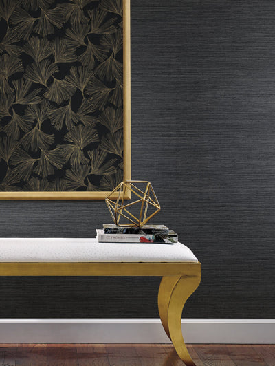 product image for Ginkgo Toss Wallpaper in Black from the Dazzling Dimensions Vol. 2 Collection by Antonina Vella 82