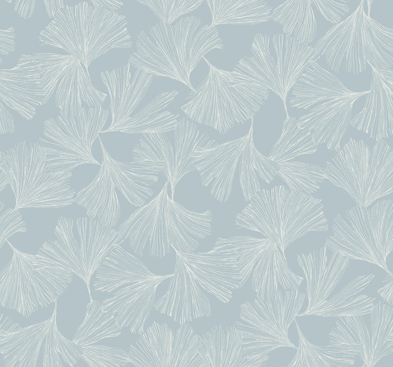 media image for Ginkgo Toss Wallpaper in Blue from the Dazzling Dimensions Vol. 2 Collection by Antonina Vella 219