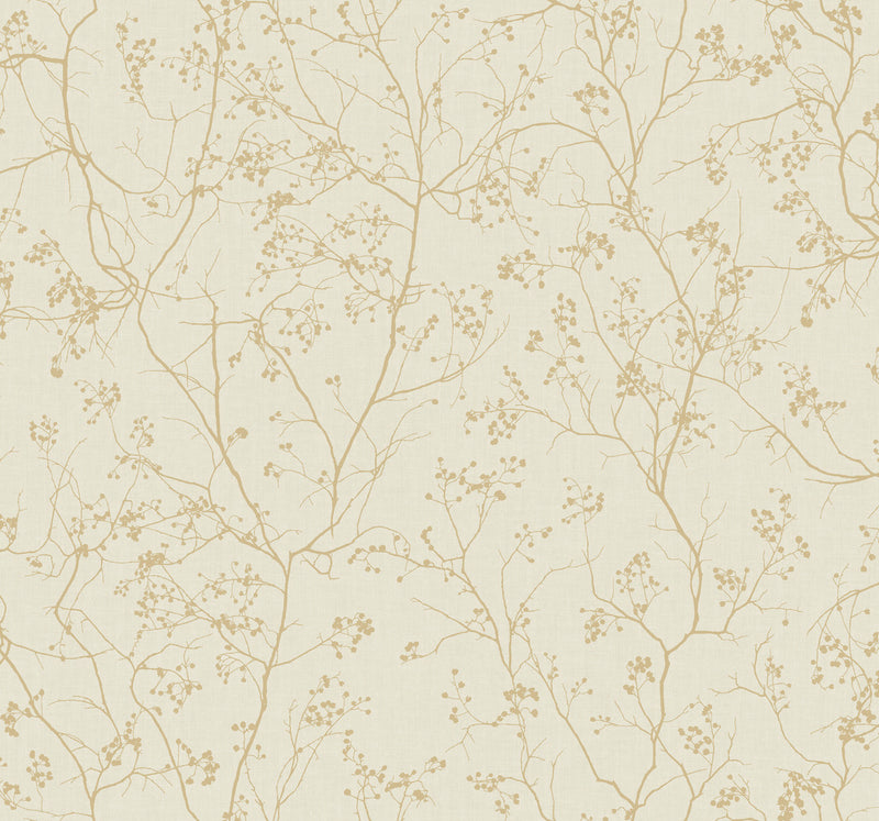 media image for Luminous Branches Wallpaper in Cream/Gold from the Dazzling Dimensions Vol. 2 Collection by Antonina Vella 237