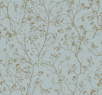 product image of Luminous Branches Wallpaper in Blue/Gold from the Dazzling Dimensions Vol. 2 Collection by Antonina Vella 526