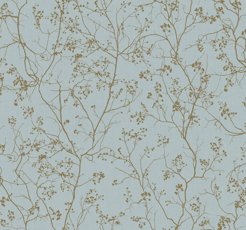 media image for Luminous Branches Wallpaper in Blue/Gold from the Dazzling Dimensions Vol. 2 Collection by Antonina Vella 237