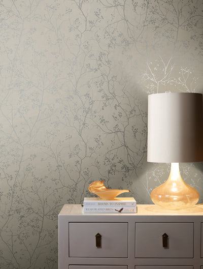 product image for Luminous Branches Wallpaper in Gray/Silver from the Dazzling Dimensions Vol. 2 Collection by Antonina Vella 46